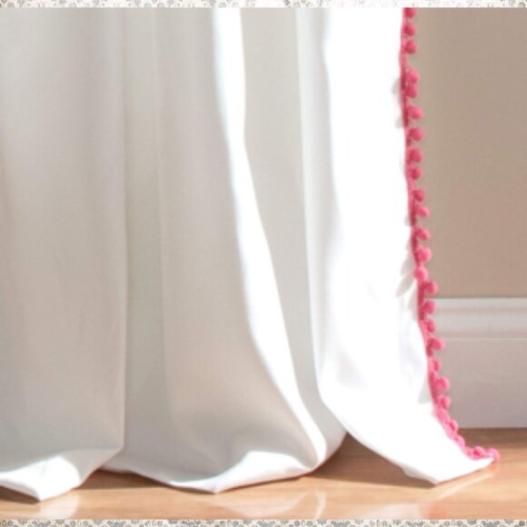 Lush Decor Pom Pom Window Curtain Panel Pink 2 Panels - Picture 2 of 8